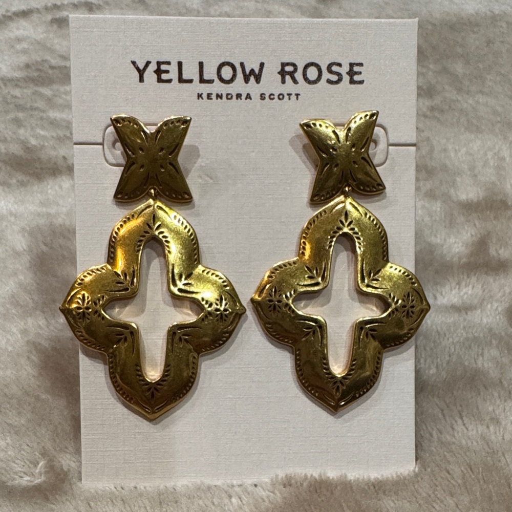 Kendra Scott Keziah Etch Vintage Gold Statement Earrings